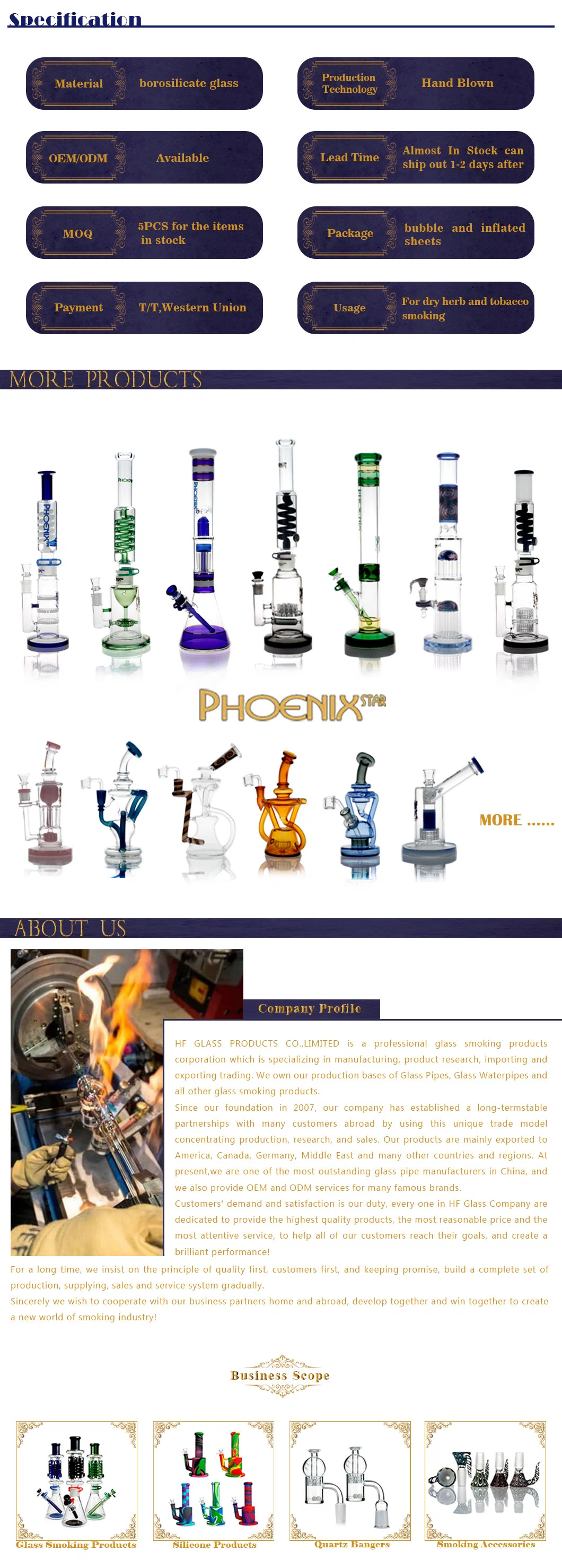 18 Inches 7mm Thickness Phoenix Star Hot Sale Beaker Pipe 18K Golden Logo Plastic Clip Big Pipe Hookah China Wholesale Glass Smoking Water Pipe