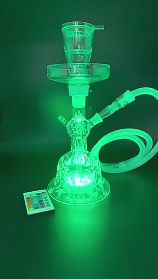 Fabrik Großhandel Klar Transparent Glas Shisha LED Licht Rauchen Set Wasserpfeifen Shisha Narguile Voll Große Chicha Umfassende